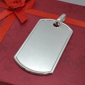 Sterling Silver 925 Plain Engravable Dogtag Pendant
